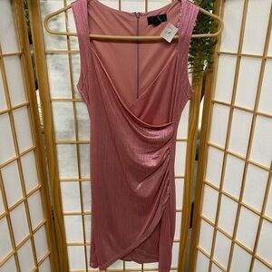 Chic Pink Draped Mini Dress